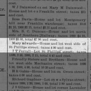 Mary Edwards
taxes owed
May 25th 1900
Selma, Alabama